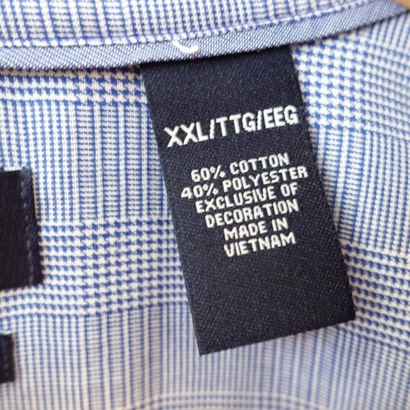 Chaps Shirt Men Size 2XL Cotton Casual Button Down Long Sleeve Pocket Twill Blue - Picture 8 of 9